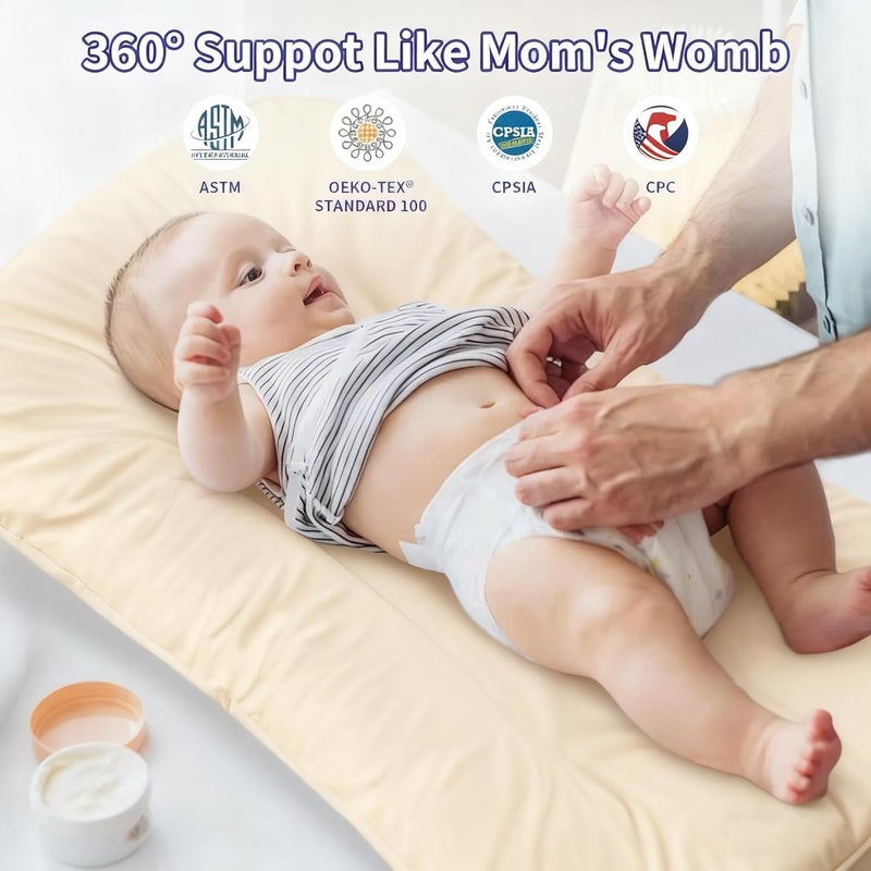 Loevin Baby Lounger Play Mat,Baby Lounger for Newborn Tummy Time for Babies in Flat Surface,0° Angle Newborn Loungers Babies Nest for Boys & Girls 0-12 Months(English Apricot) - Image 5